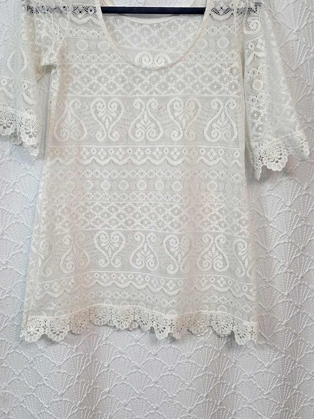 Boheme Ivory Lace Scoop Neck Blouse